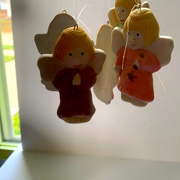 Vintage Wind Chimes Christmas Angel River Grove Pottery Works Set Of Thr… - Picture 4 of 5